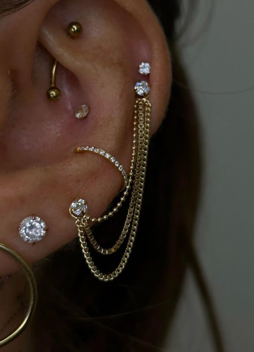 Long  14k Gold triple box chain