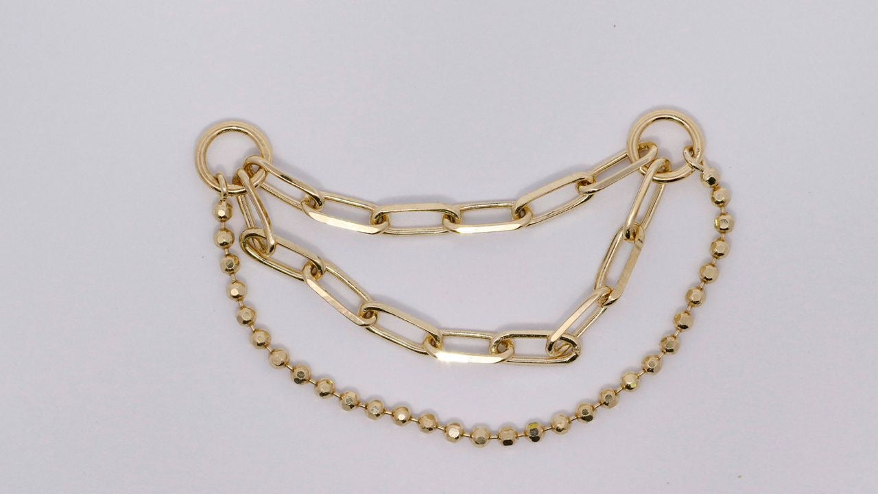 14k Gold triple chain