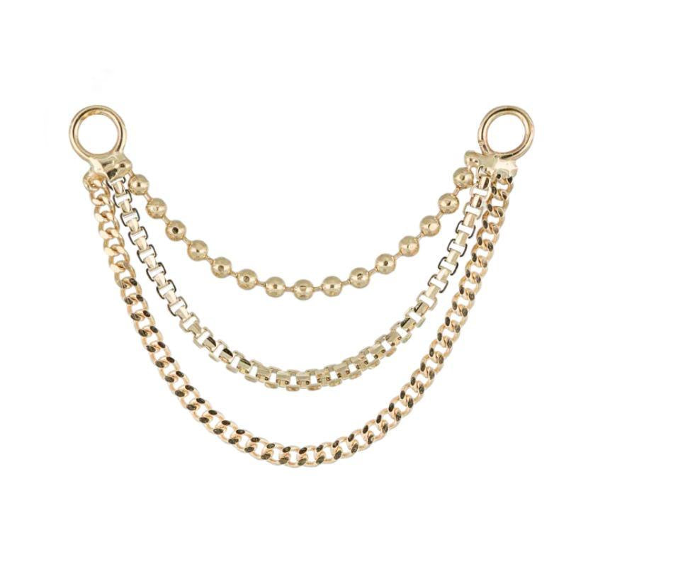 Long  14k Gold triple box chain