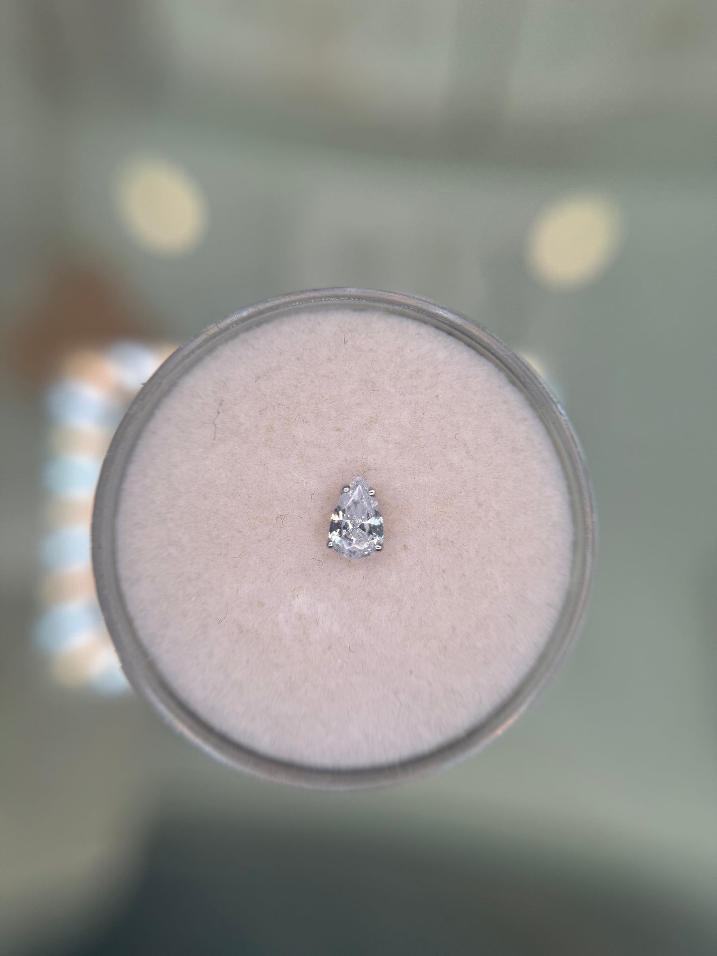 14k pear Swarovski