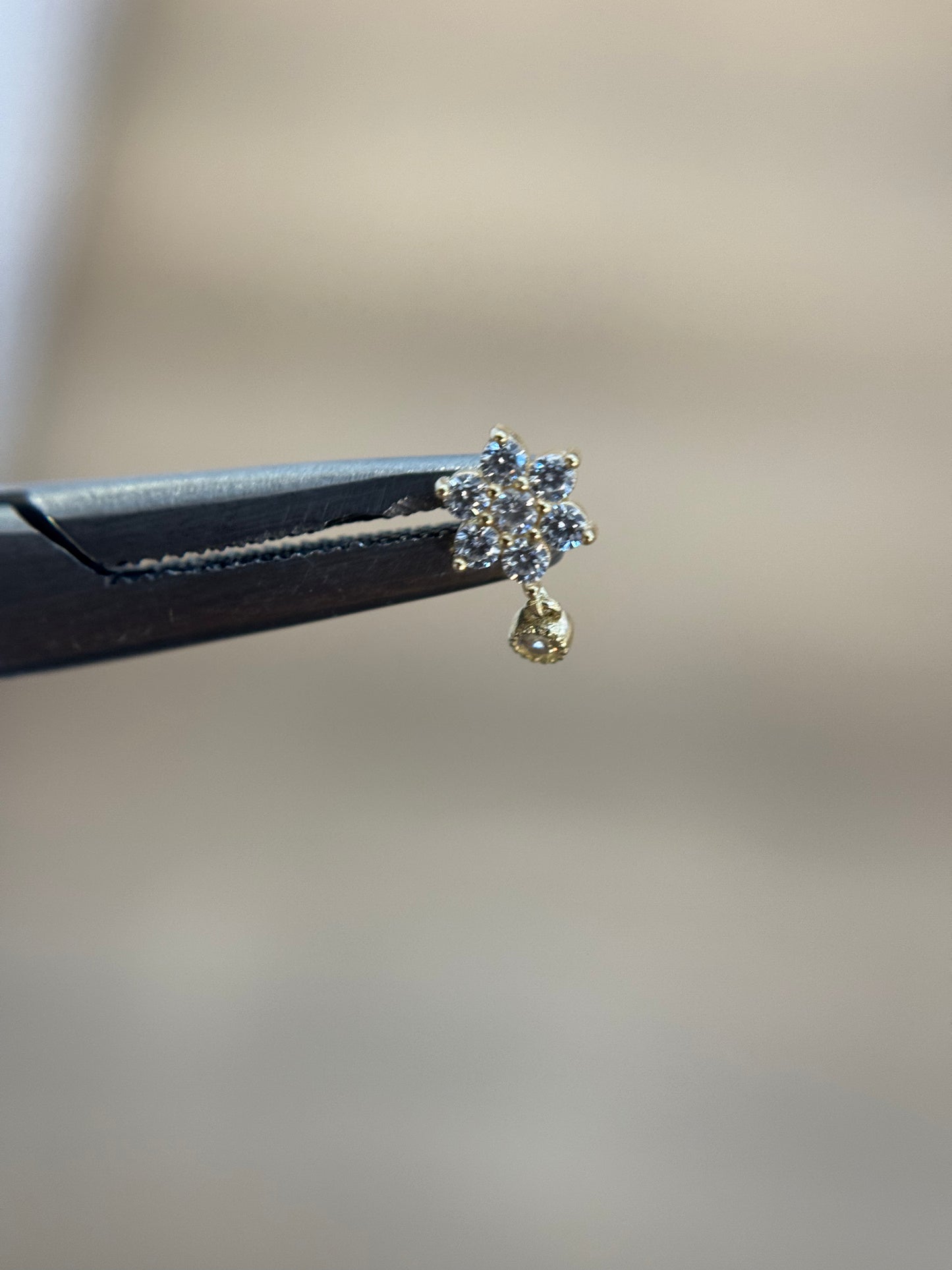 14k Gold flower drop