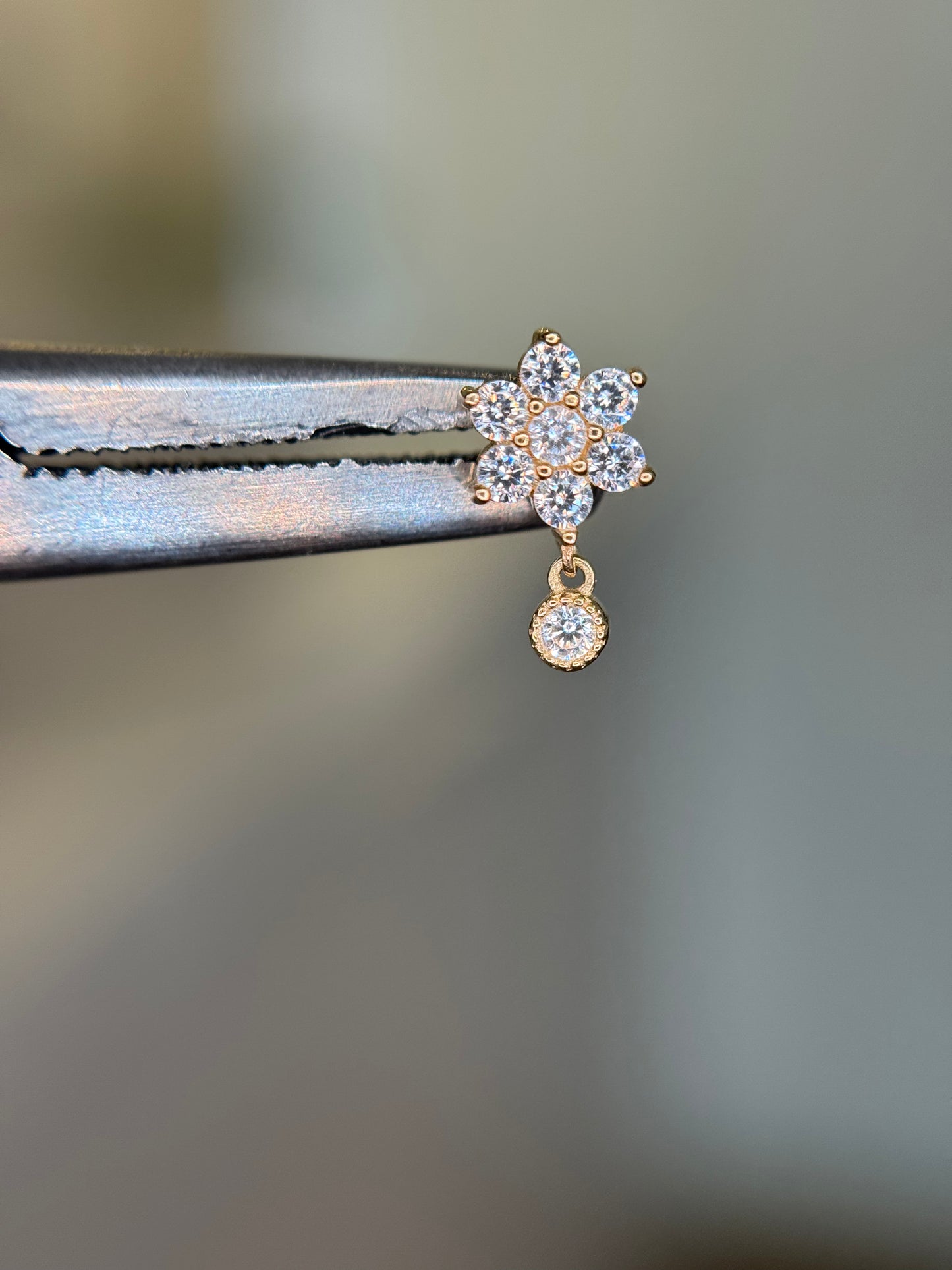 14k Gold flower drop