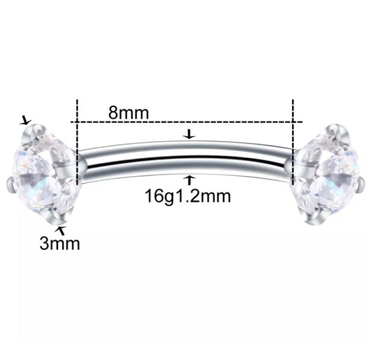 CZ curved barbell