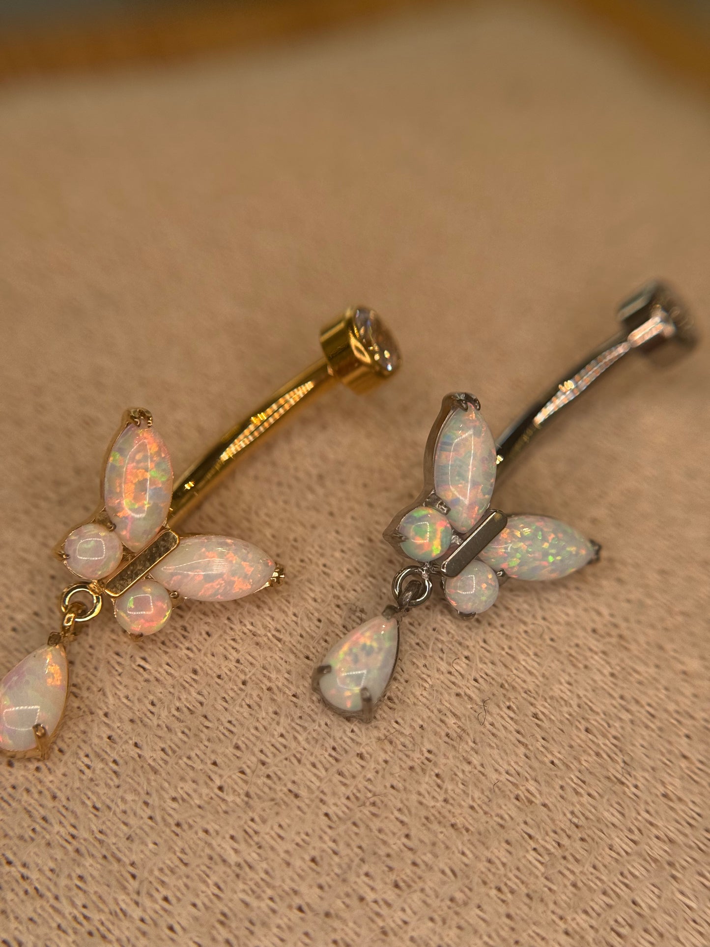 Opal Butterfly Belly Dangle