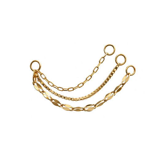 14k Triple Textured Chain Connector