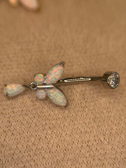 Opal Butterfly Belly Dangle