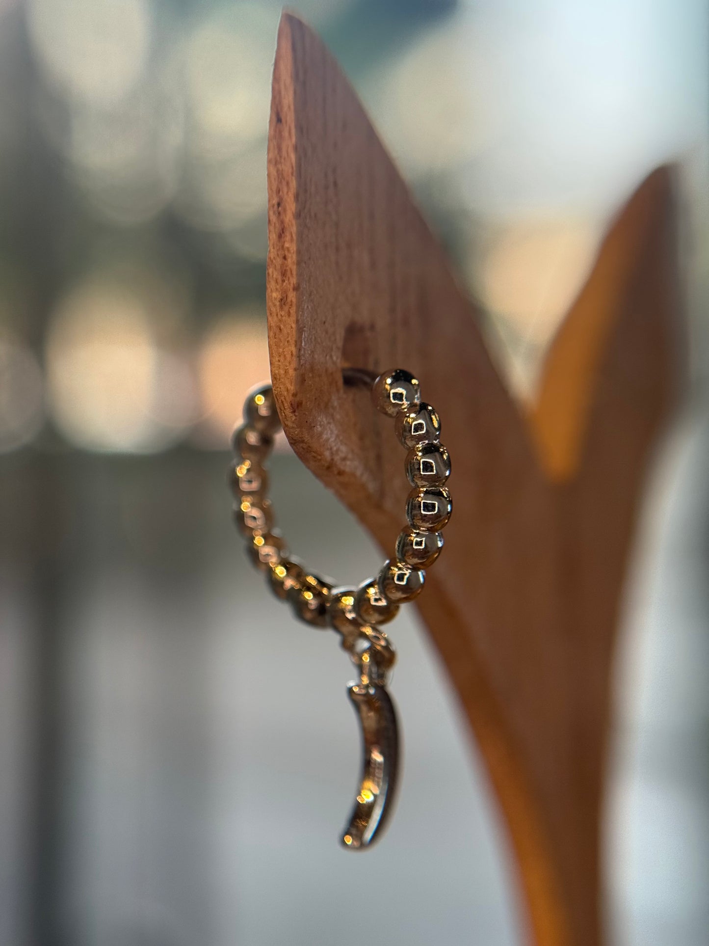 Beaded moon hoop
