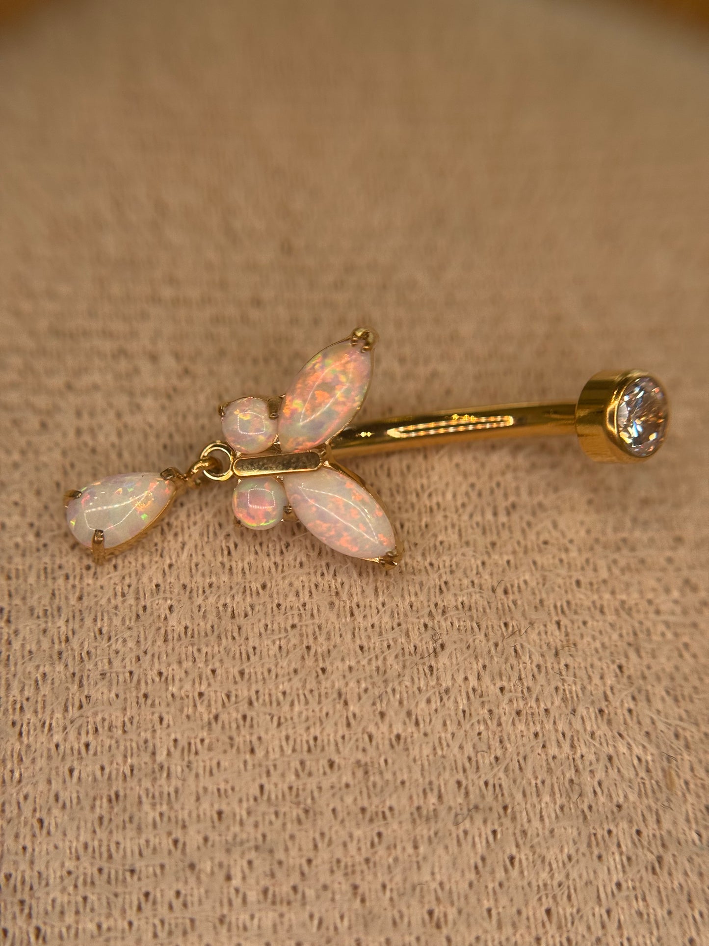 Opal Butterfly Belly Dangle