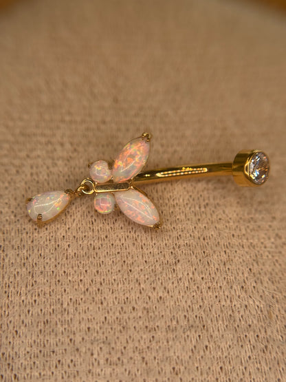 Opal Butterfly Belly Dangle