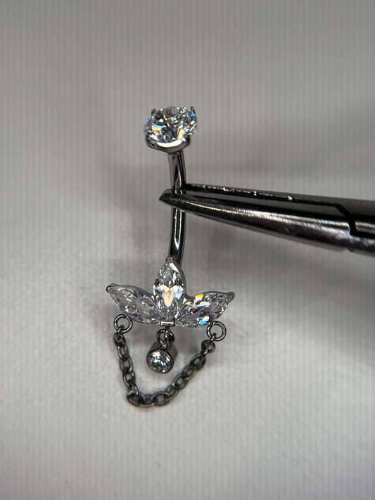 Crown belly dangle chain