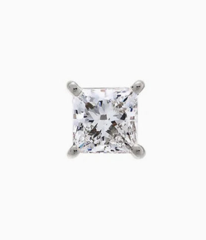 14k White gold square stud