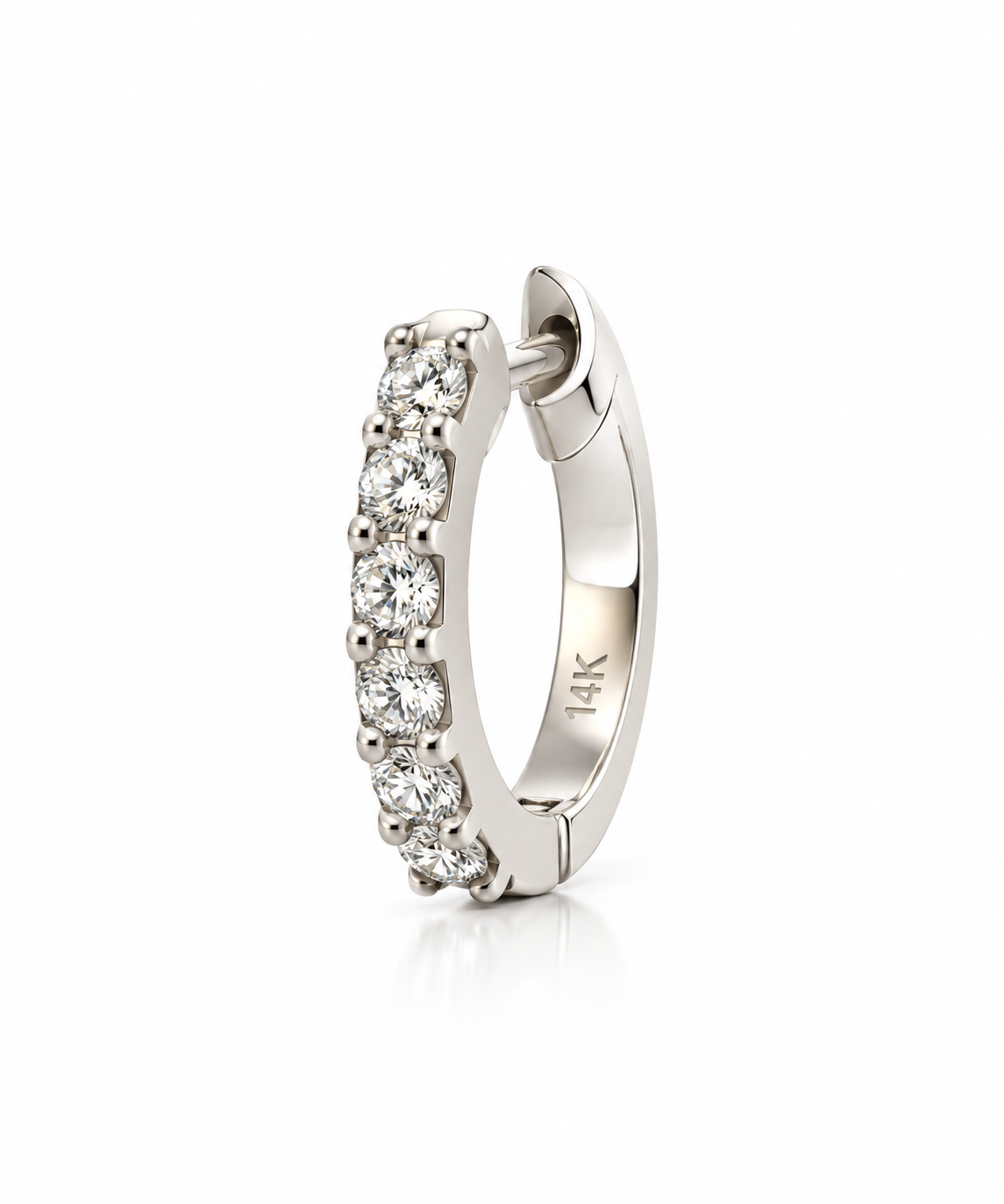14k White gold radiant hoop