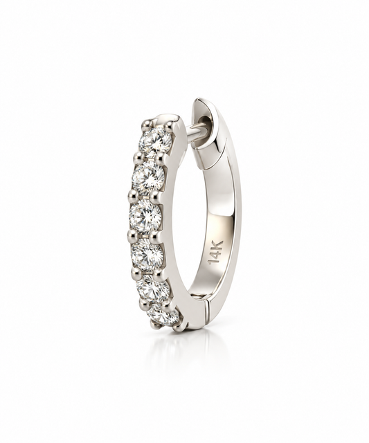 14k White gold radiant hoop