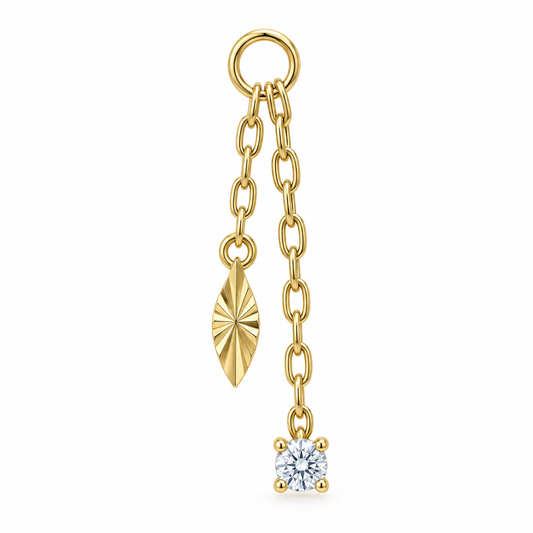 14k Ray Diamond Cut Charm