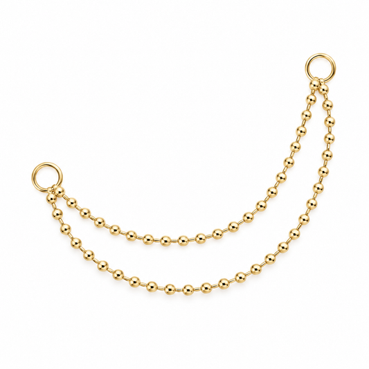 14k 34mm Double Beaded Chain