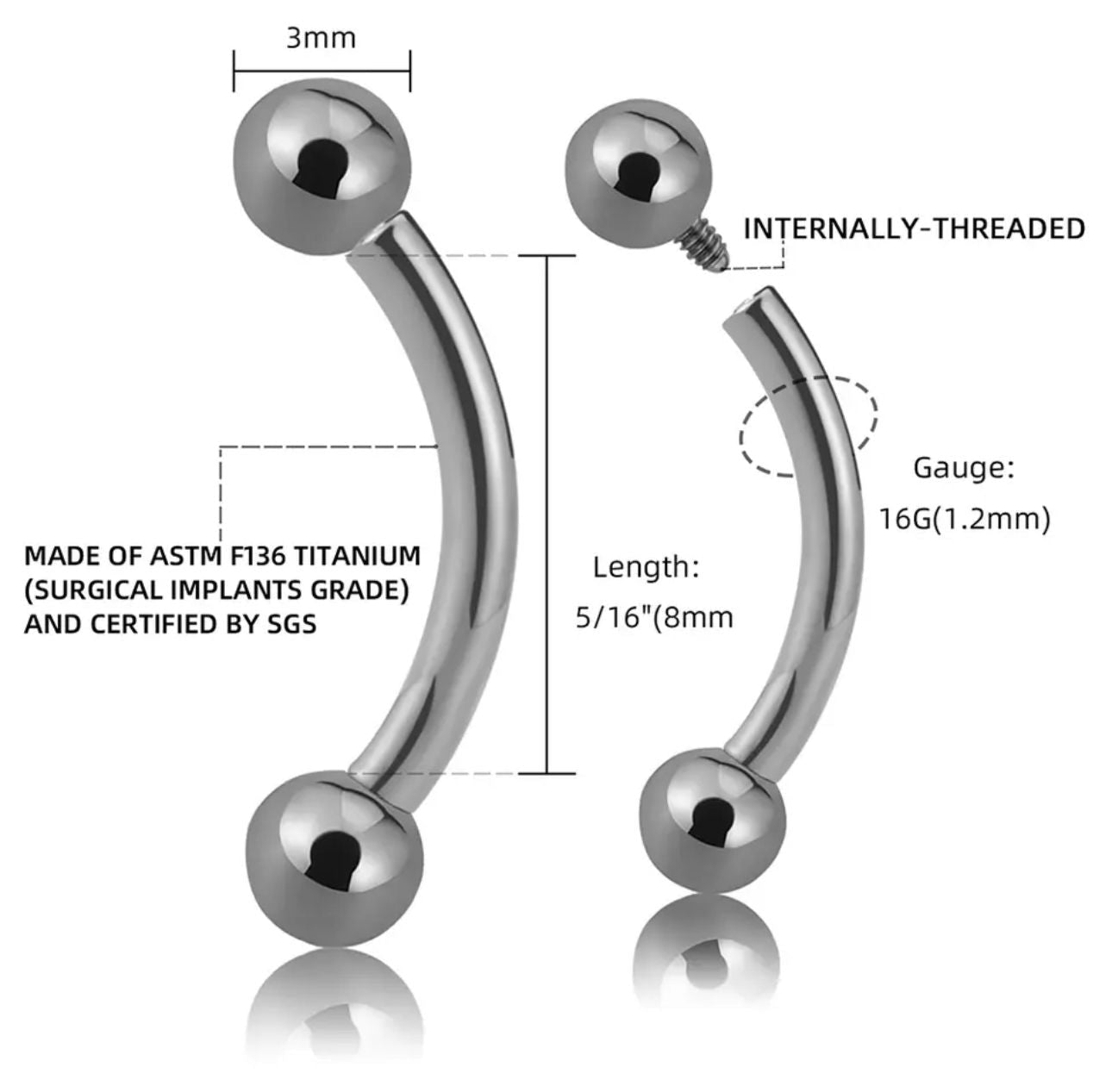 Titanium Standard Curved Barbel